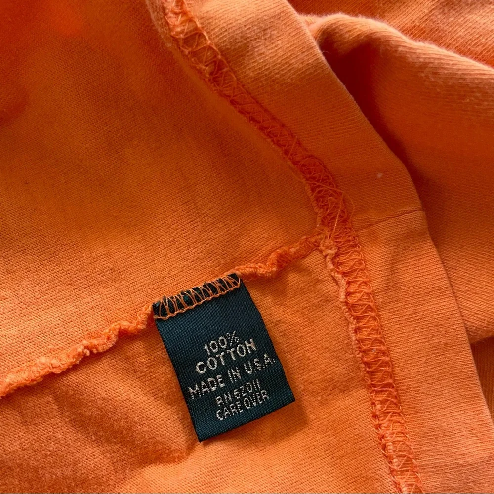 J Crew vintage 90s orange long sleeve t-shirt tee 100% cotton made in USA large